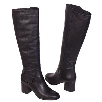 Черные женские кожаные сапожки на байке с каблуком 6.5 см BAL-W00569-1453-001 czarna