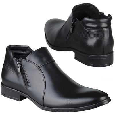 Черные мужские осенние ботинки из натуральной кожи на молнии B-2908-Czarna-4