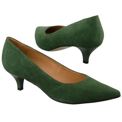 Зеленые замшевые женские туфли лодочки на короткой шпильке 5 см AN-3668 SMERALDO ZAM