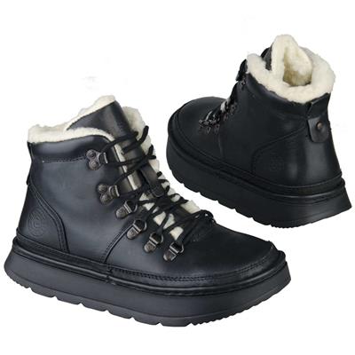 Кожаные зимние ботинки с толстой подошвой утепленные натуральной шерстью Le-6322-W-1036-3