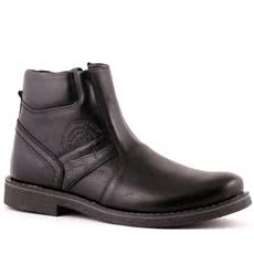 Черные мужские ботинки зимние из натуральной кожи на натуральном меху B-1657-25-2 czarny