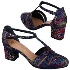 Модные женские босоножки из натуральной кожи с цветочным принтом на каблуке 6 см MC-7556/020/205 PAW KOLOR