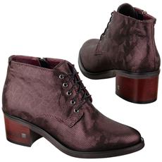 Женские осенние ботинки бордового цвета из натуральной кожи на каблуке 6 см MC-2287/766/KRP GLASS BORDO KOC