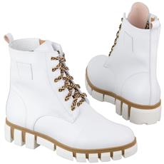 Модные женские зимние ботинки белого цвета с белой тракторной подошвой 4 см MC-2741/JUL/MAR BIANCO BAR