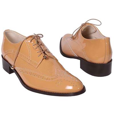 Женские рыжие ботинки на шнурках LAM-710 dark beige patent