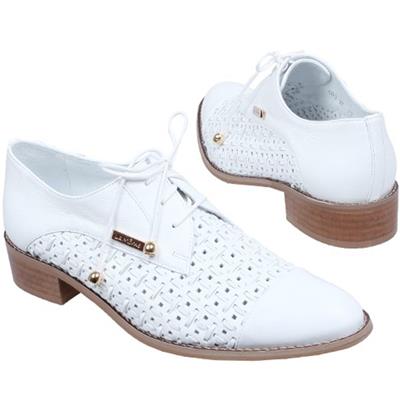 Летние белые женские ботинки Lam-603 white leather