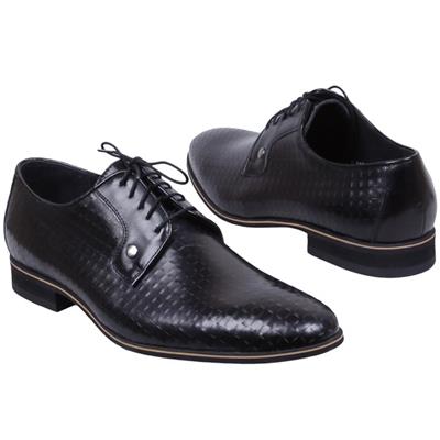 Кожаные мужские туфли черного цвета на шнурках C-2694X2/17