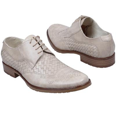 Модные бежевые мужские туфли на шнурках Lac-2386R9/36