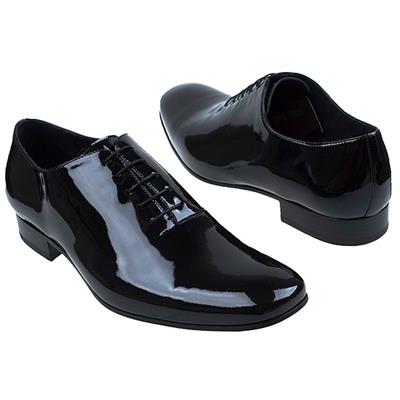 Лаковые мужские туфли черного цвета на кожаной подошве GR-MPC860-C36-0600-9900