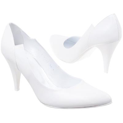 Женские белые свадебные туфли из натуральной кожи AN-4213 bialy