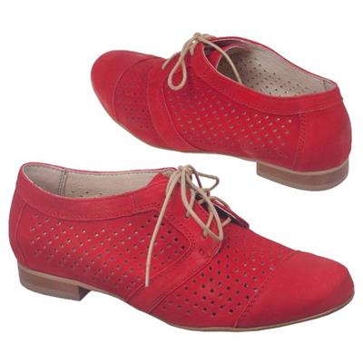 Красные женские ботинки на шнурках Le-3838-5054