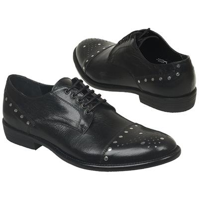 Черные кожаные мужские туфли с клепками Lac-X-3533-1/68-32
