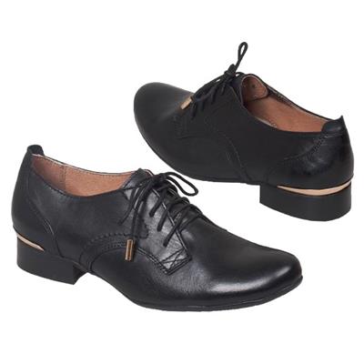 Модные кожаные черные женские ботинки на шнурках Le-3923-1-1016