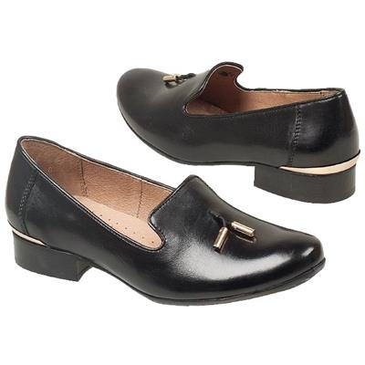Эффектные женские кожаные туфли черного цвета Le-3924-1-1016