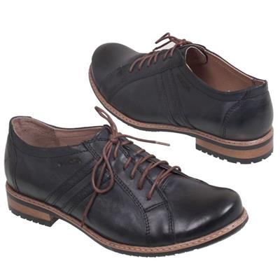 Стильные женские кожаные черные ботинки на шнурках Le-3917-1-1014