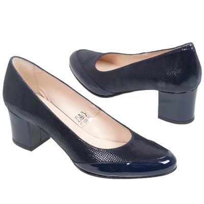 Модные синие женские туфли на устойчивом низком каблуке B-1969CB naby/1104/1164