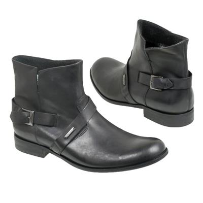Стильные мужские черные кожаные полуботинки на байке D-606V ZES01