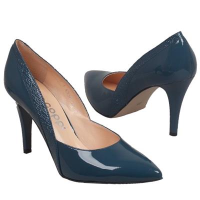 Стильные лаковые синие туфли на шпильке MC-4336 niebieski 146