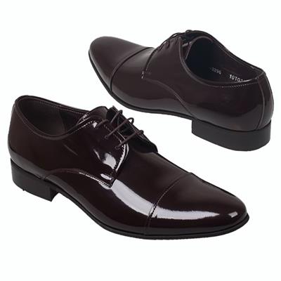 Шикарные мужские коричневые лаковые туфли на шнурках Lac-X-3296-S4/400