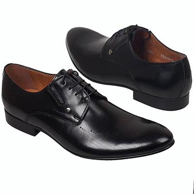 Кожаные мужские туфли черного цвета Lac-X-4003L-S2/17