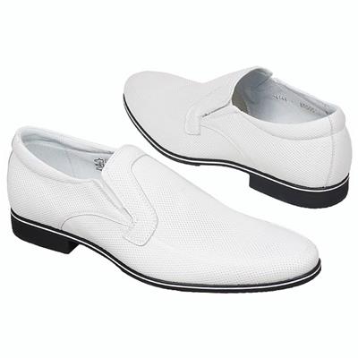 Шикарные белые кожаные мужские туфли на резинках Lac-XW-4144 M5-S5-149