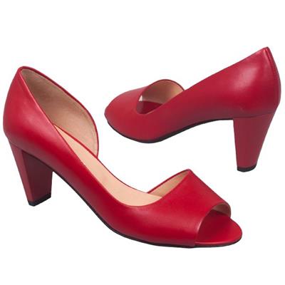 Модные красные кожаные женские туфли Lami-734/83 red