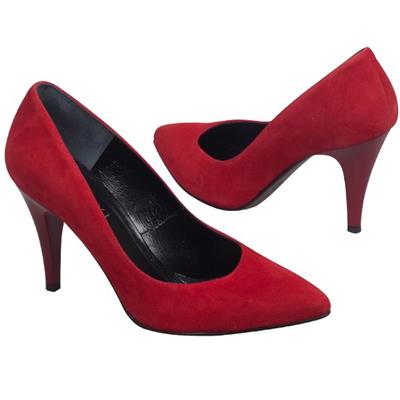 Шикарные красные замшевые женские туфли Ko-7263 czerwony zasmsz