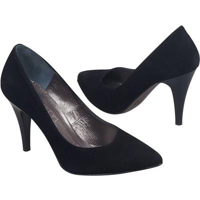 Шикарные черные замшевые женские туфли Ko-7263 czarny zamsz