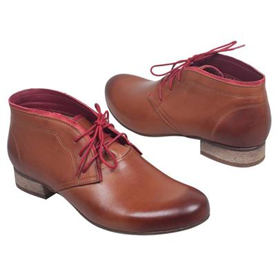 Стильные рыжие ботинки с красными шнурками Bal-516500-3 BBR+NIGRIL PORPORA