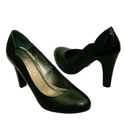 Женские черные кожаные туфли на высоком каблуке Ko-5873 black