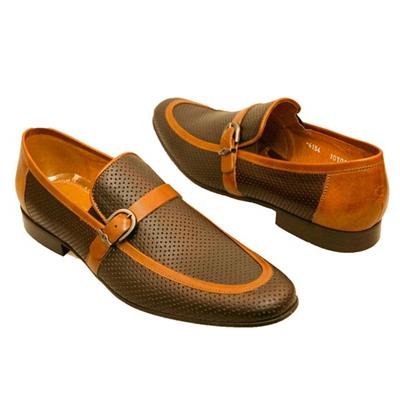 Модные коричневые мужские туфли без шнурков XW-4154M1-S2/838-831