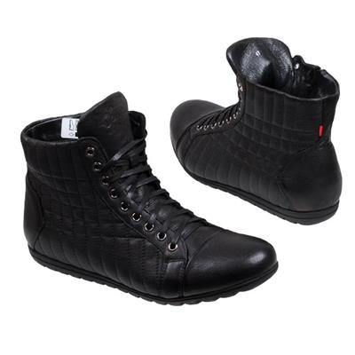 Модные мужские черные кожаные кеды Lac-D-616V/03