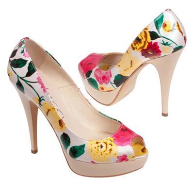 Красивые женские туфли с цветочным принтом MB-0137-AR13 flora bez lakier
