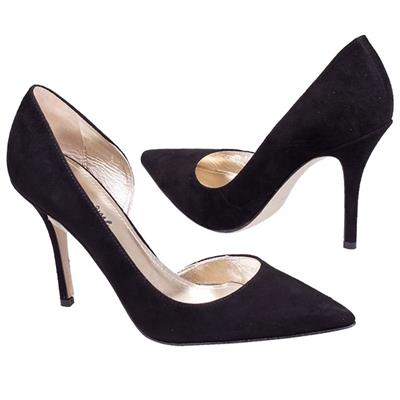 Женские замшевые туфли черного цвета на высоком каблуке 10 см Lamo-D00798/3504 black chamois
