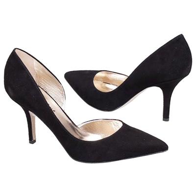 Замшевые туфли черного цвета на высоком каблуке Lamo-D00801 black chamois