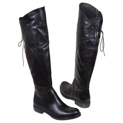 Модные женские черные кожаные сапоги-ботфорты MC-1383/418/KATJA NERO KOC