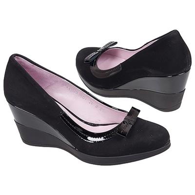 Модные женские туфли, выполненные из нубука черного цвета Lami-91/6 black