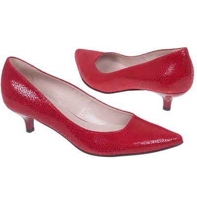 Модные красные туфли женские на низком каблуке 5 см MC-3428 czerwony panter