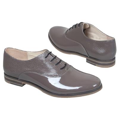 Модные женские ботинки серого цвета на шнурках Bald-613000-413 szary lak j/k+szary tl