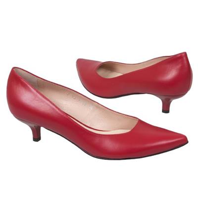 Красивые красные туфли на низком каблуке AN-3428 czerwony