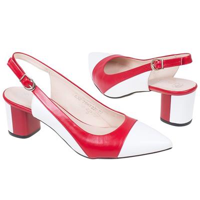 Модные женские летние туфли с открытыми пятками MC-7067/157/517 rosso+bianco
