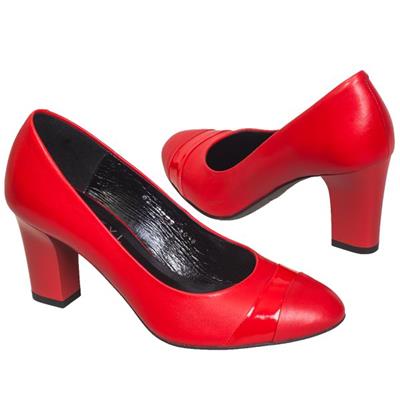 Красивые красные кожаные женские туфли Ko-7069 cz lico+cz lakier