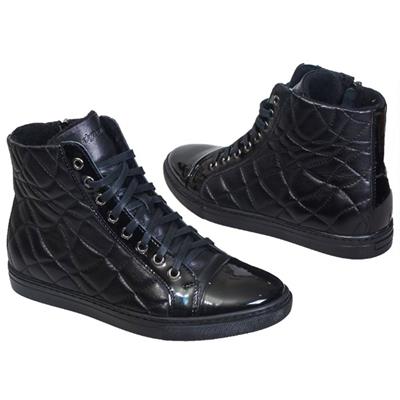 Модные женские кожаные кеды со шнуровкой DA-1037-ZD01-00V00