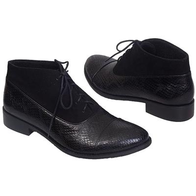 Модные кожаные черные слегка завышенные ботинки Lu-3192 sierra A+14A+L6