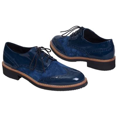 Осенние женские ботинки синего цвета на шнурках SF-16709-03-D16/D01-03-00