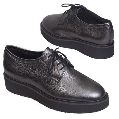 Модные кожаные серые ботинки на шнурках SF-28302-01-E54/000-03-00 antracyt