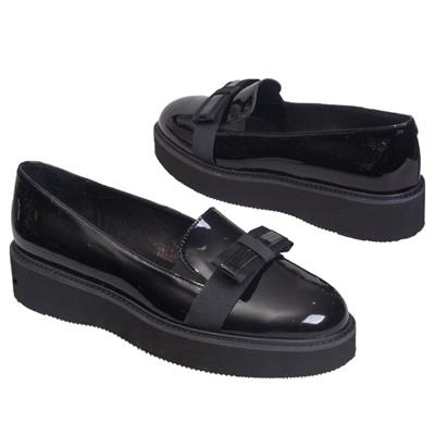 Женские черные ботинки на широкой подошве SF-28304-01-B48/000-03-00