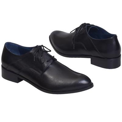Женские черные кожаные ботинки SF-77904-02-E48/000-03-00