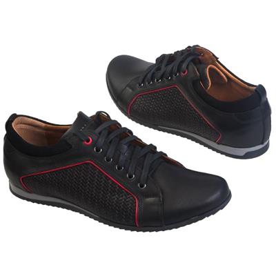 Кожаные черные кроссовки мужские D-1119-ZD03-00S00