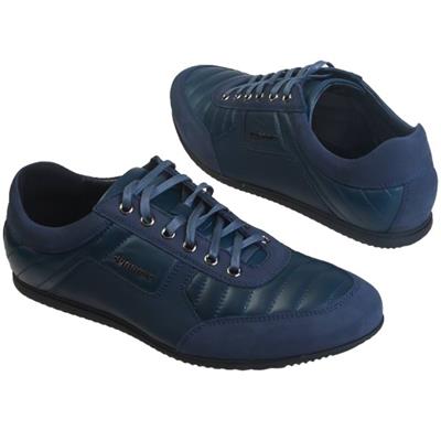 Модные мужские синие кожаные кроссовки D-1048-ZD06-00S00